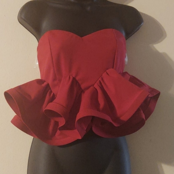 No Brand Tops - Red Ruffled Top